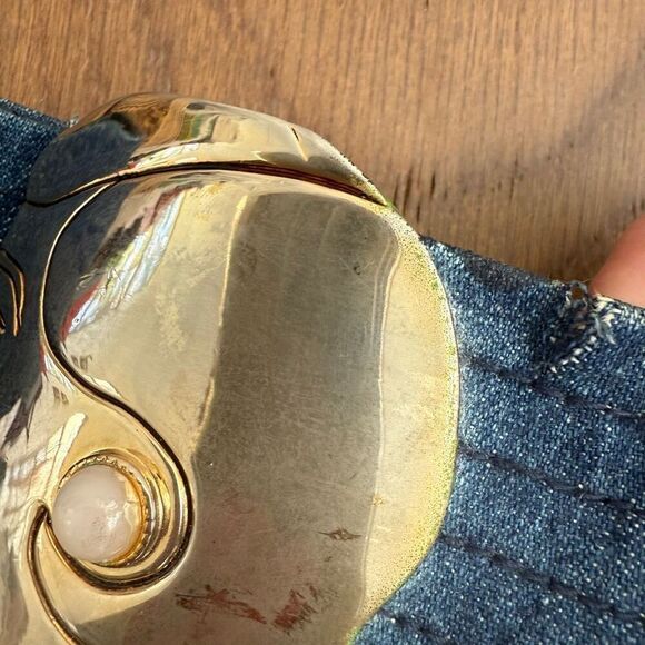 Vintage 70s Chanel Coco Profile Buckle Denim Belt READ 27-30 - Picture 4 of 11